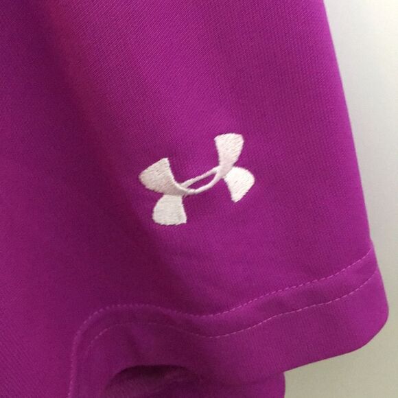 Under Armour Heat Gear Loose Fit Purple polo shirt The College at Delhi Golf XL - Picture 4 of 13